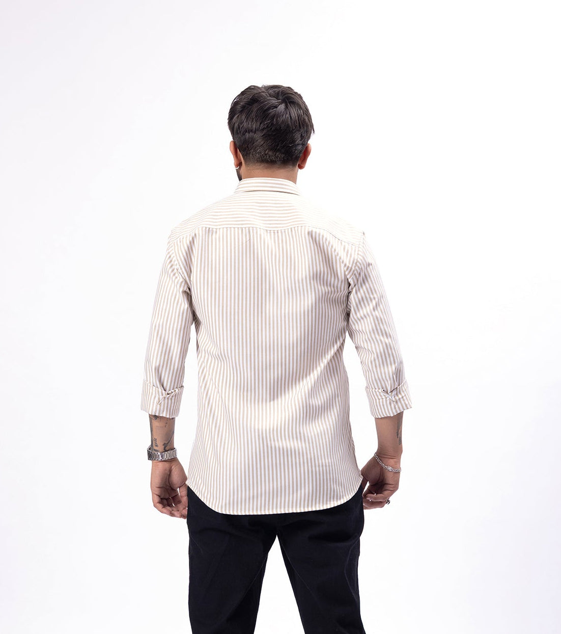 Mocha Striped 100% Oxford Cotton Shirt