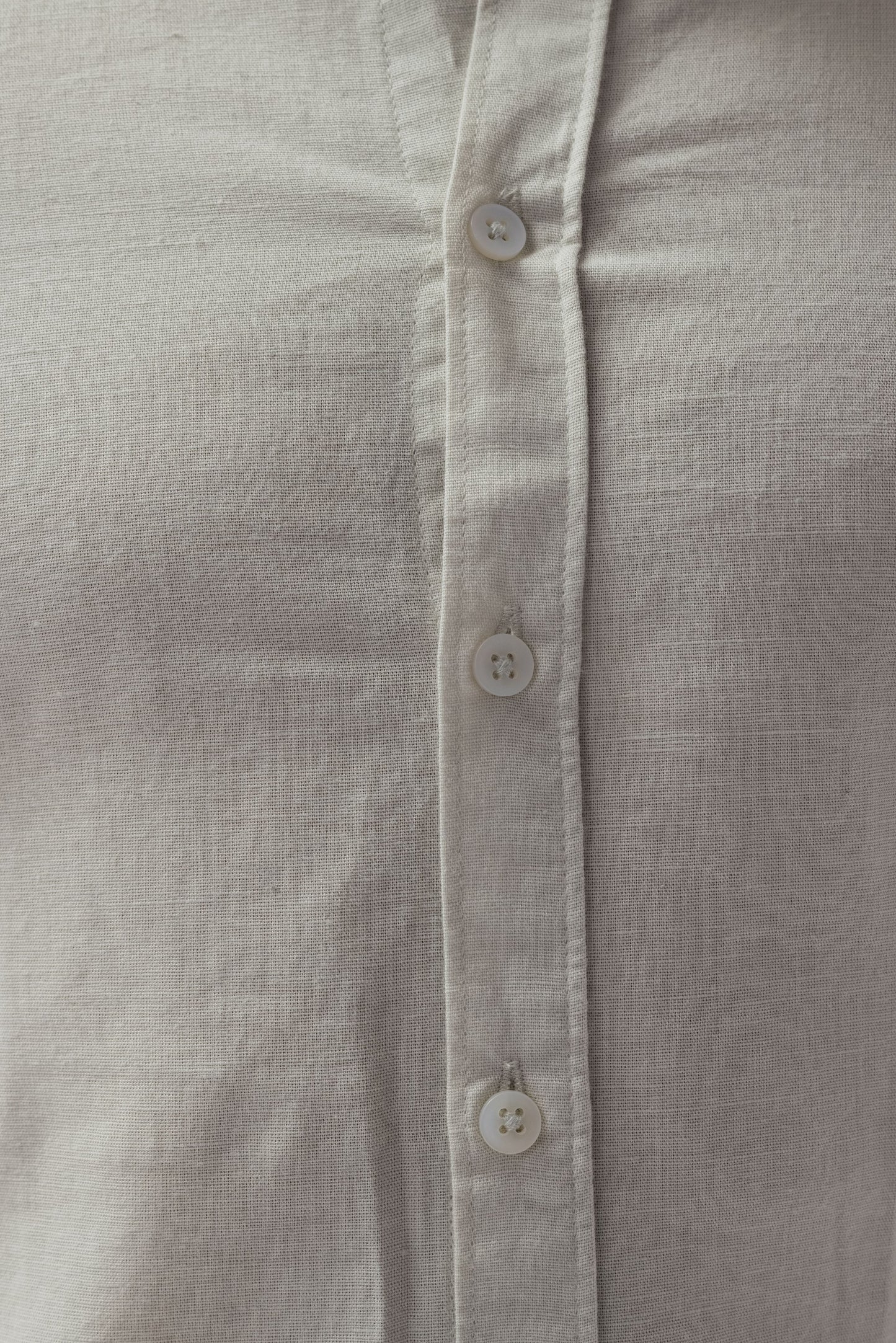 Ash Grey Half-Sleeve Linen Blend Shirt with Contrast Placket