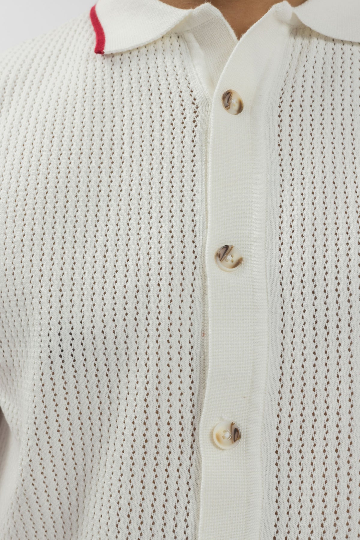 Off-White Button-Front Knitted Shirt