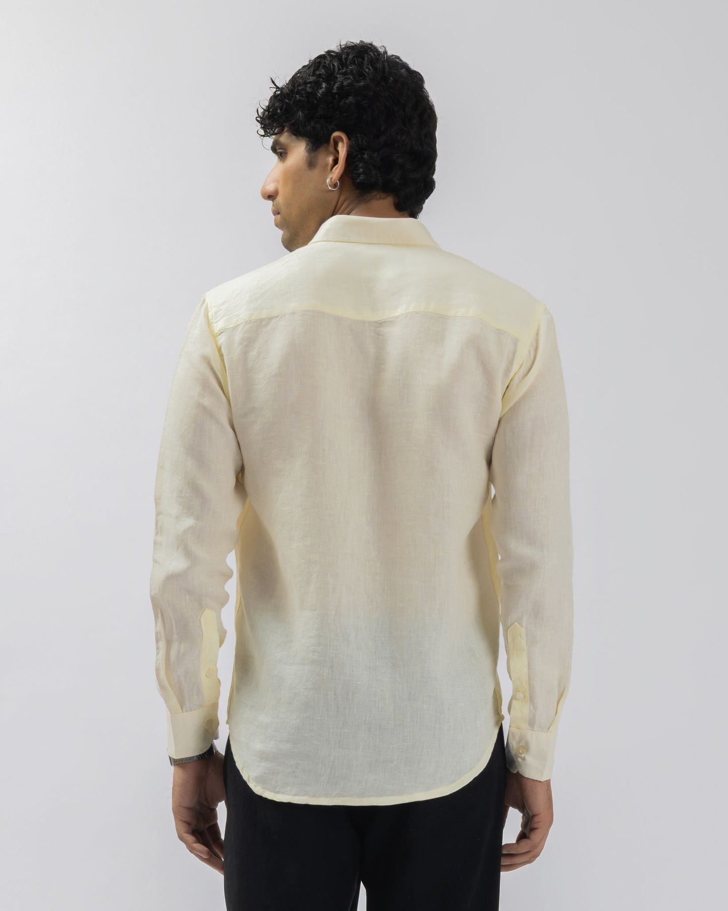 Pale Butter Yellow Pure Linen Shirt | 60 Lea European Linen