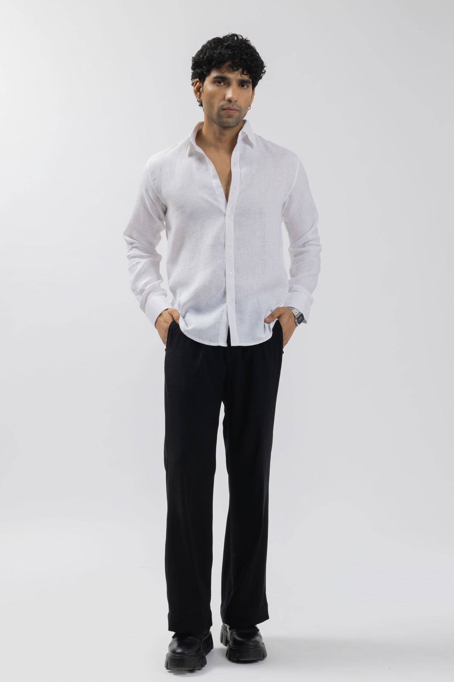 White Lilac Pure Linen Shirt | 60 Lea European Linen