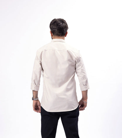 Mocha Striped 100% Oxford Cotton Shirt