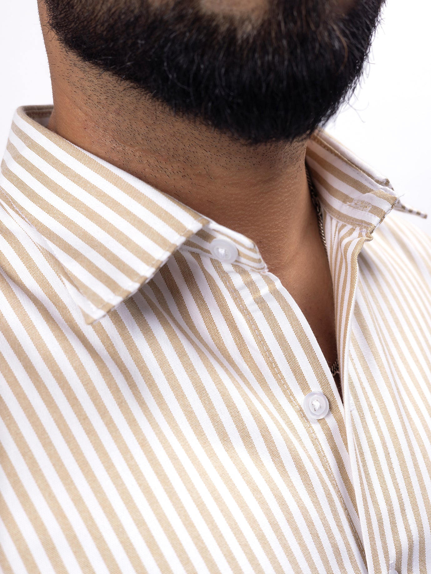 Mocha Striped 100% Oxford Cotton Shirt