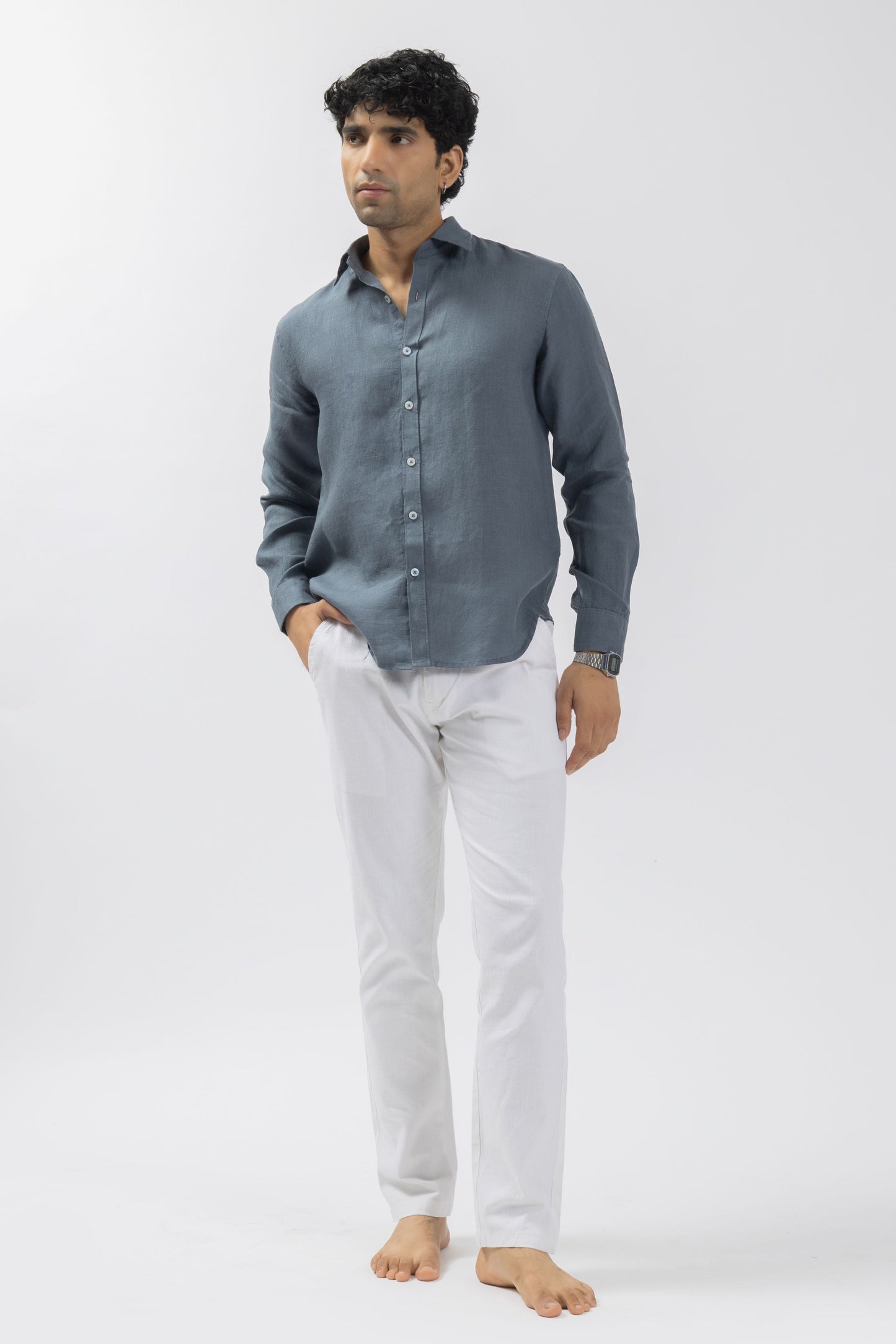 Slate Grey 60 LEA Pure European Linen | Lightweight Shirt