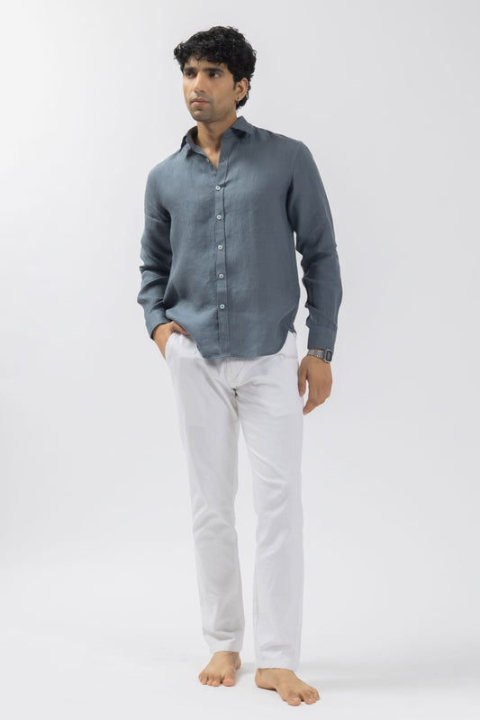 Slate Grey 60 LEA Pure Linen Shirt