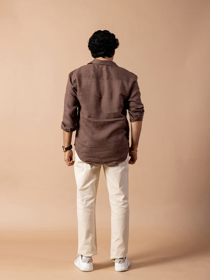 Deep Brown 60 LEA Pure European Linen | Lightweight Summer Shirt