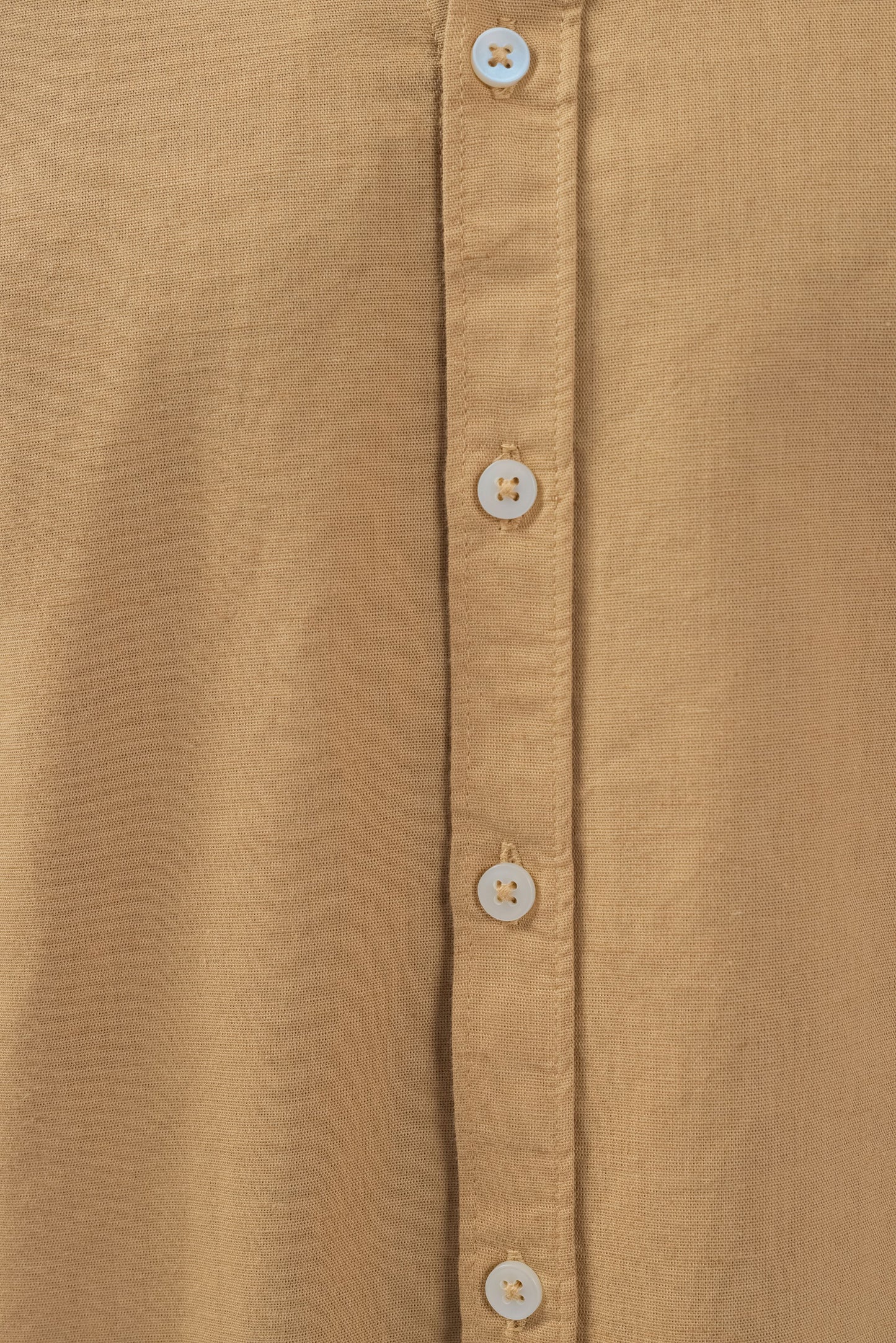 Camel Tan Half-Sleeve Linen Blend Shirt