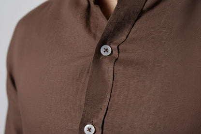 Deep Brown 60 LEA Pure European Linen | Lightweight Summer Shirt
