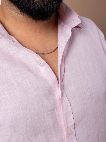 Pearl Pink 100% European Linen for Men | Lightweight Summer Shirt