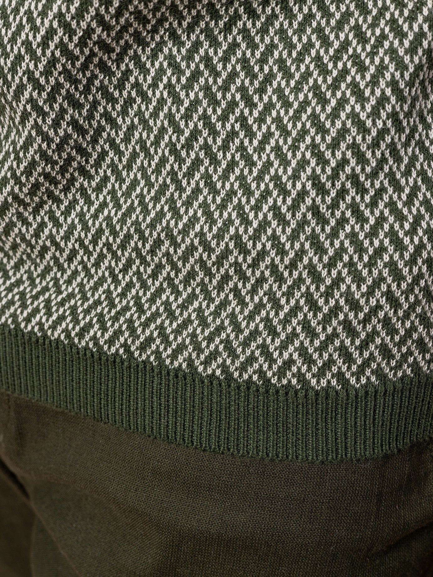 Olive & Beige Jacquard Knit Polo T-shirt for Men | Premium Cotton Slim Fit