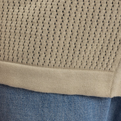Beige Mesh Button-Front Knitted Shirt