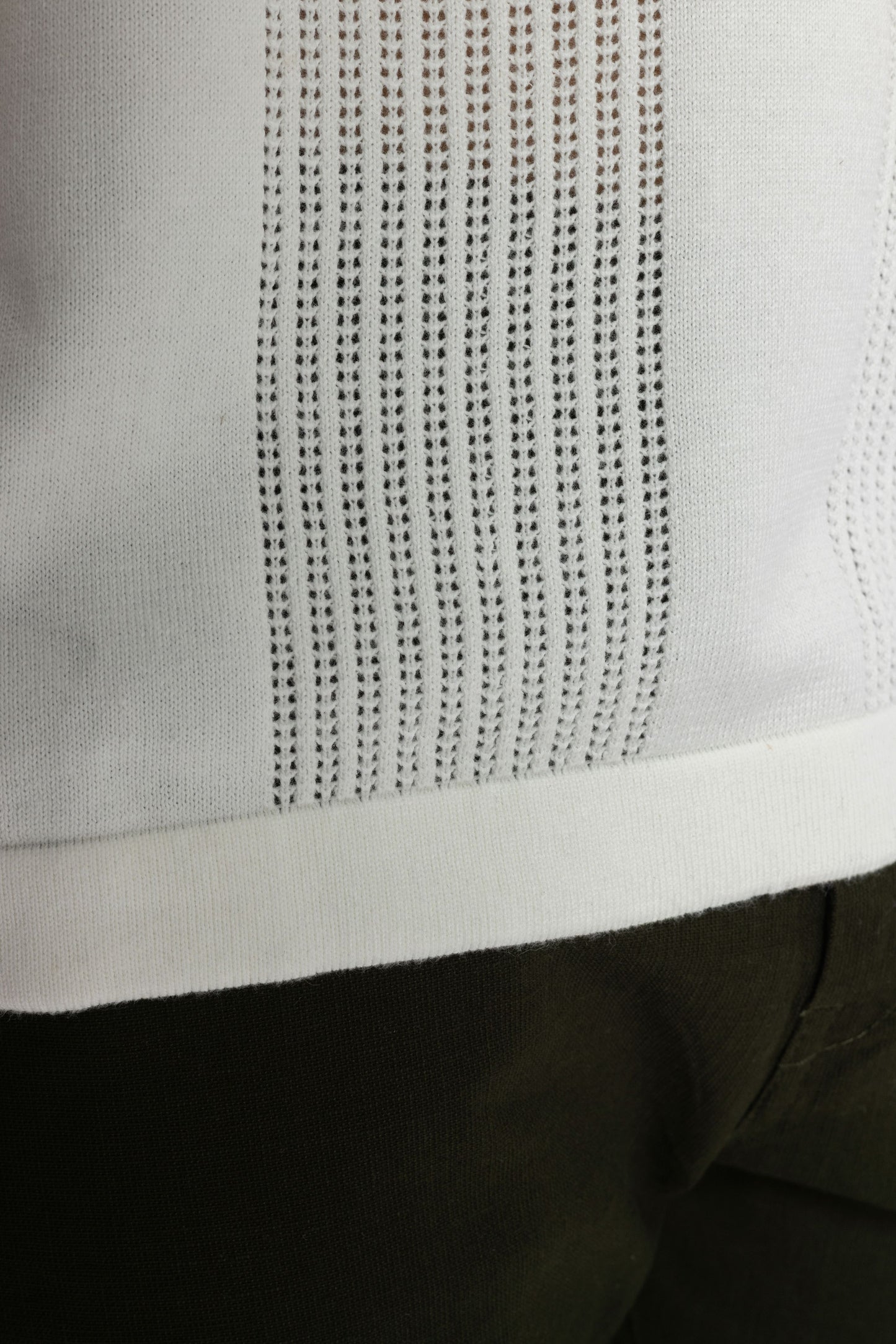 White Knitted Open-Collar Polo | Textured Cotton Knit